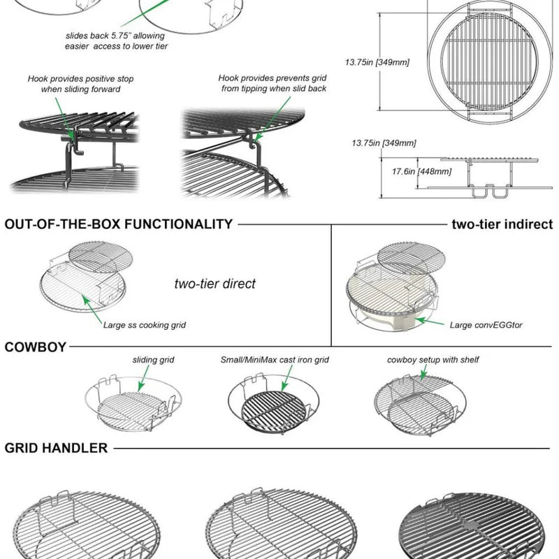 Big Green Egg Half Stainless Steel Grid